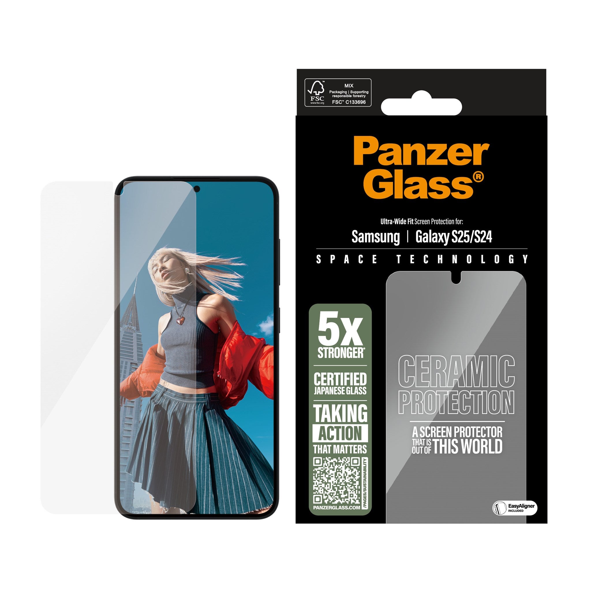 PanzerGlass® Ceramic Displayschutz Samsung Galaxy S25 | S24 | Ultra-Wide Fit